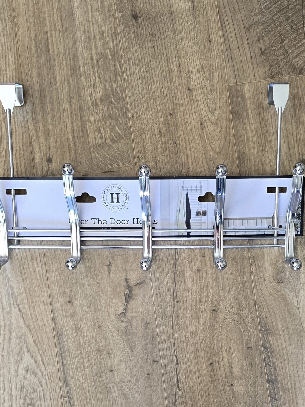 Heritage Chrome Over-the-Door Hook Rack - Silver
